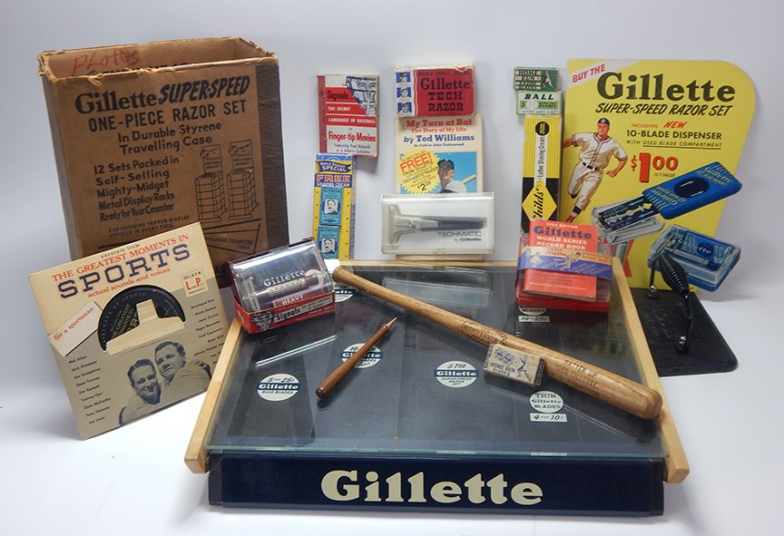 Baseball Memorabilia - 1940s-60s Gillette Razor Baseball Collection with Ted Williams