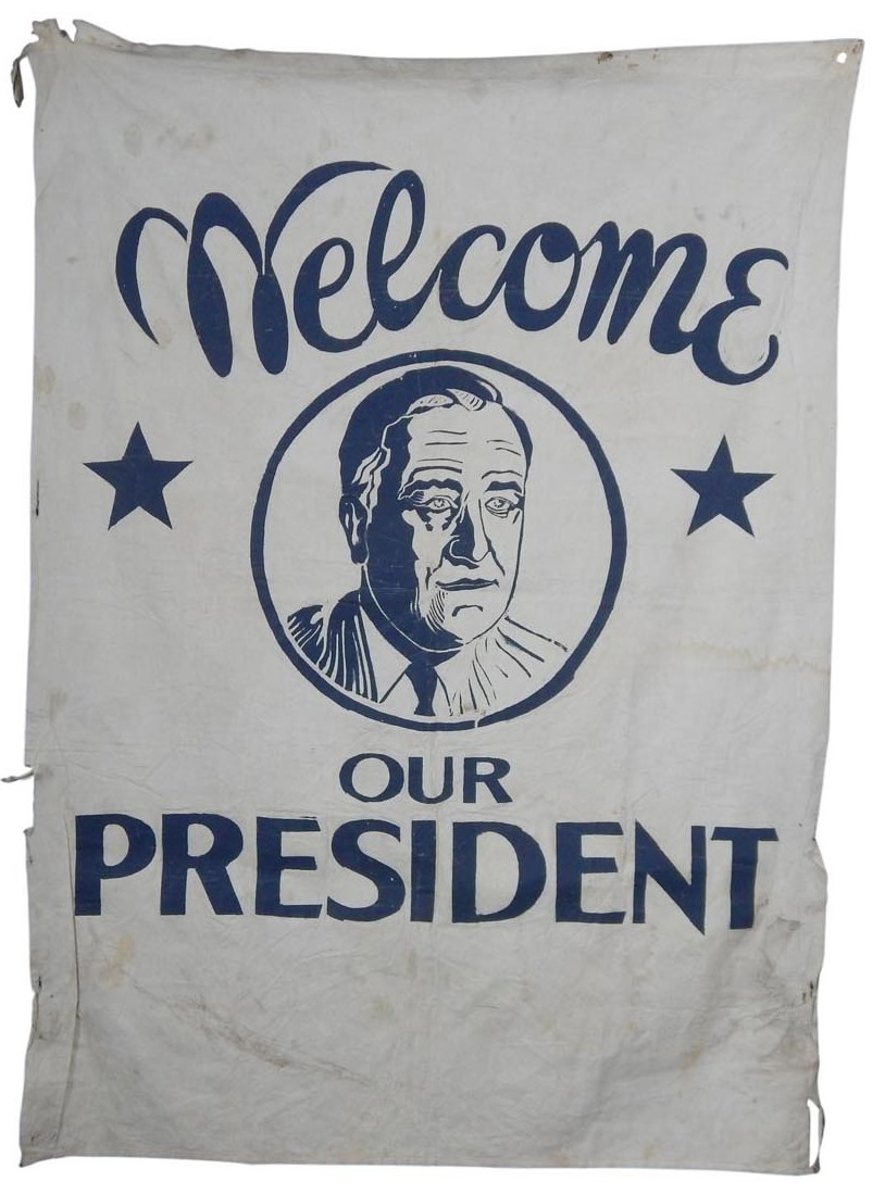 Rock And Pop Culture - 1930's FDR "Whistle Stop" Campaign Banner