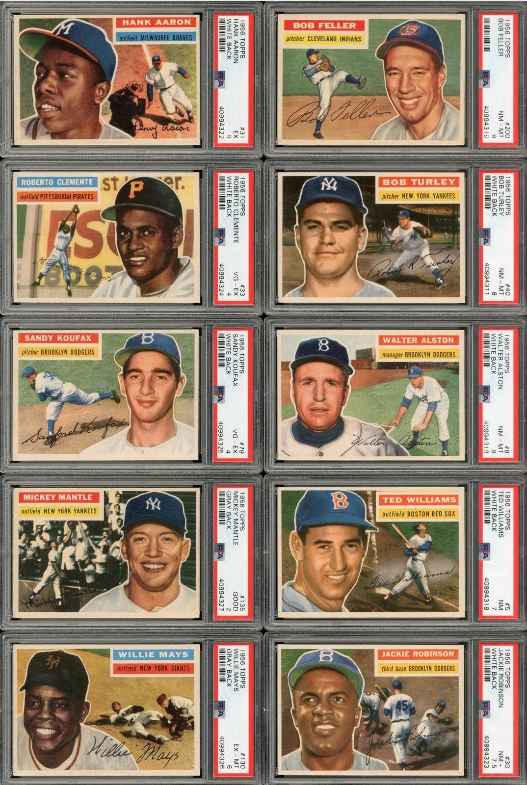 1956 Topps Baseball Complete Set (340) With Checklist Card