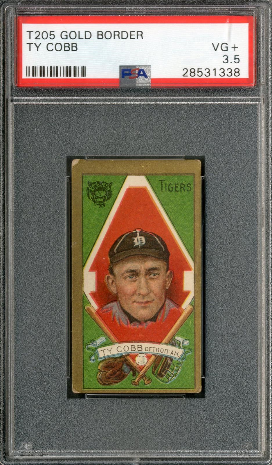 Baseball and Trading Cards - 1911 T205 Ty Cobb Gold Border - PSA VG+ 3.5