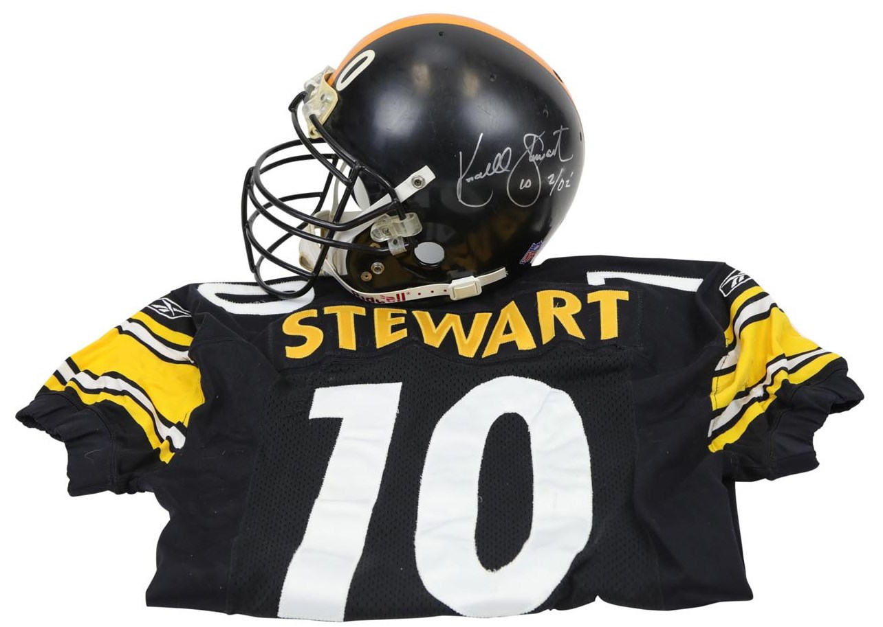 - 2001 Kordell Stewart Game Worn Jersey and Helmet (Steelers Team Letter)