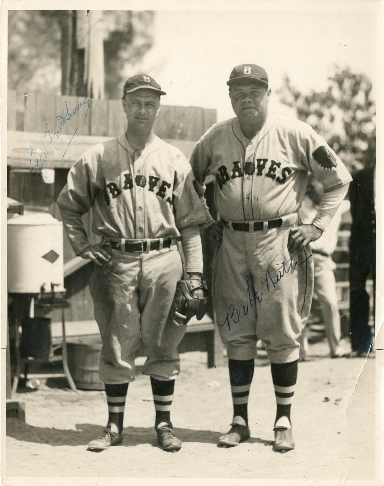 Ruth and Gehrig - 1935 Babe Ruth and Teammate Signed Type 1 Photo by Thorne - Sourced from Teammate (PSA)