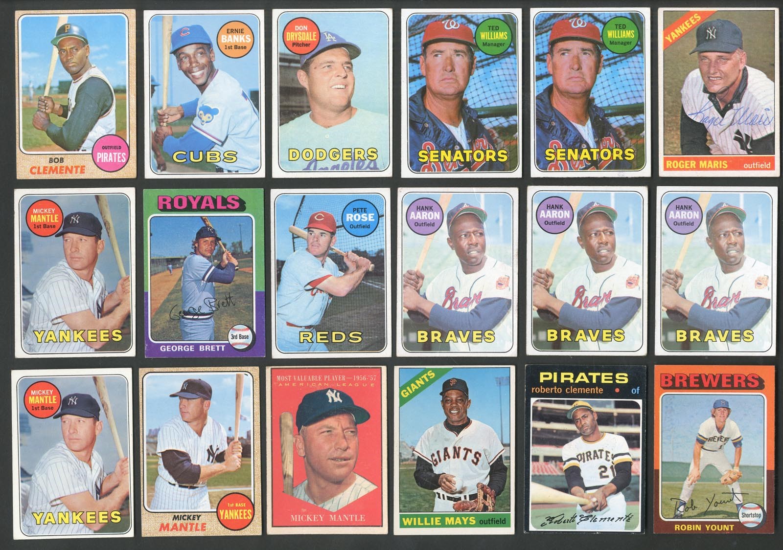 - 1950s-70s Topps Collection with Major Stars - Four Mantles & Maris Signed (440+)