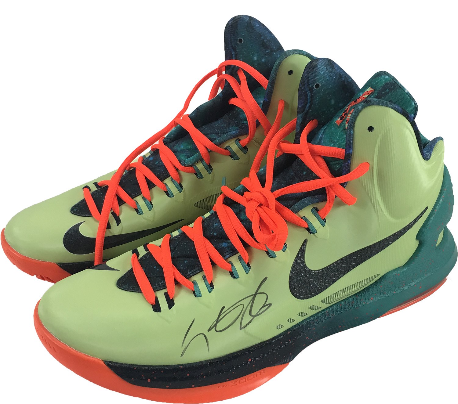 Basketball - Kevin Durant Signed All Star Orange Army Sneakers (PSA)