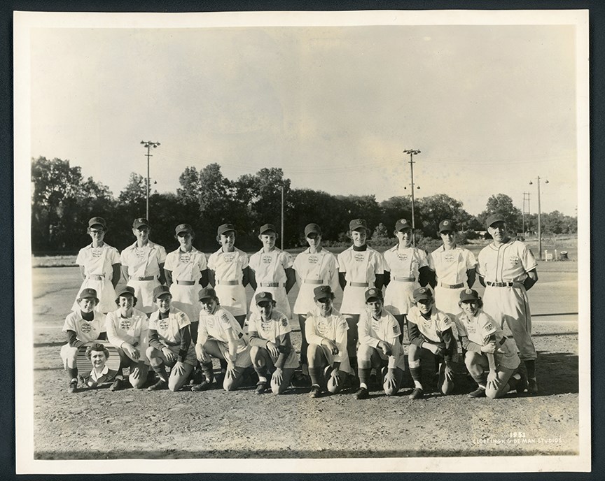 - 1953 South Bend Blue Sox Girls Baseball Type 1 Photo