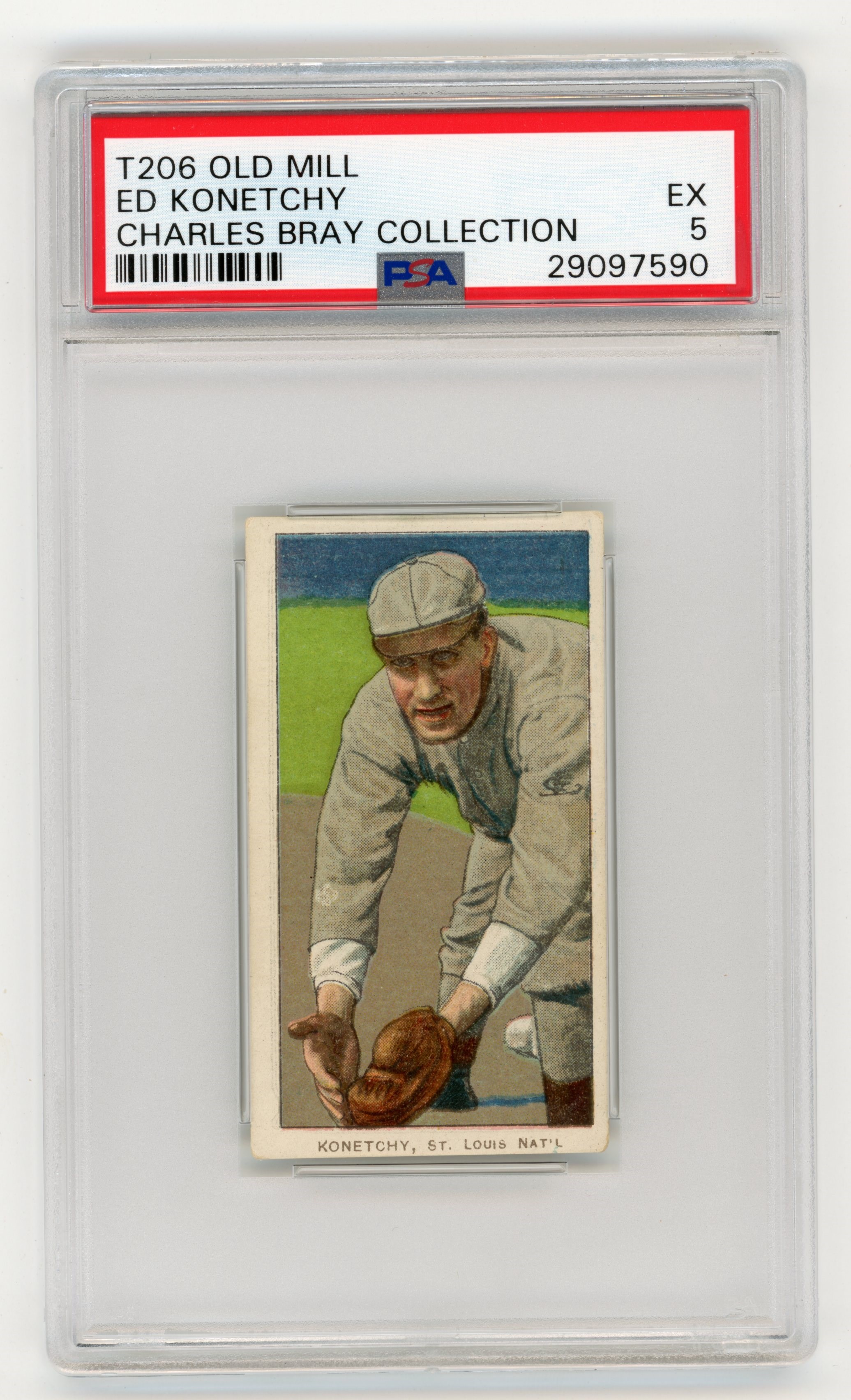 T206 Old Mill Ed Konetchy PSA EX 5 From The Charles Bray Collection