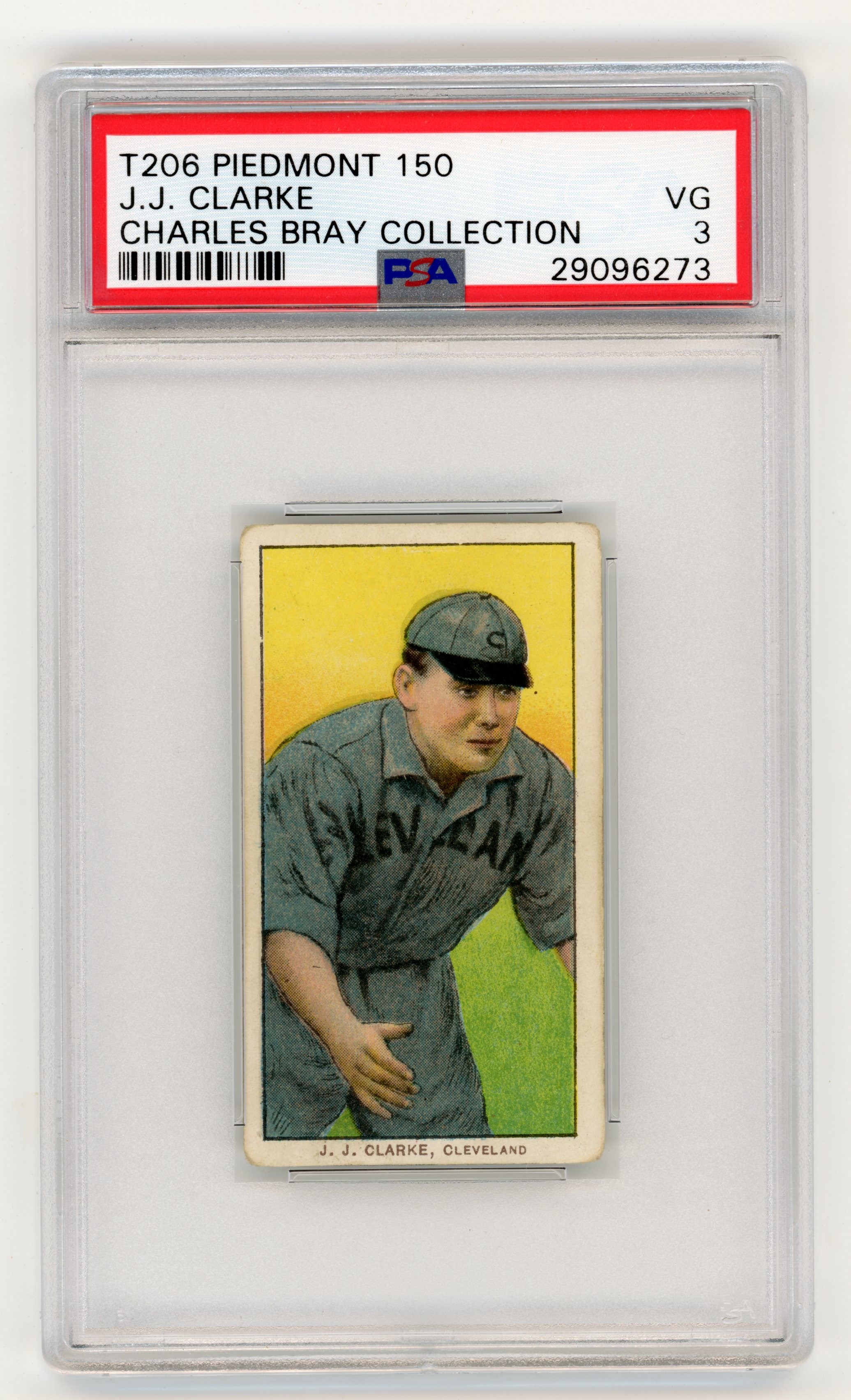 T206 Piedmont 150 J.J. Clarke PSA 3 From Charles Bray Collection