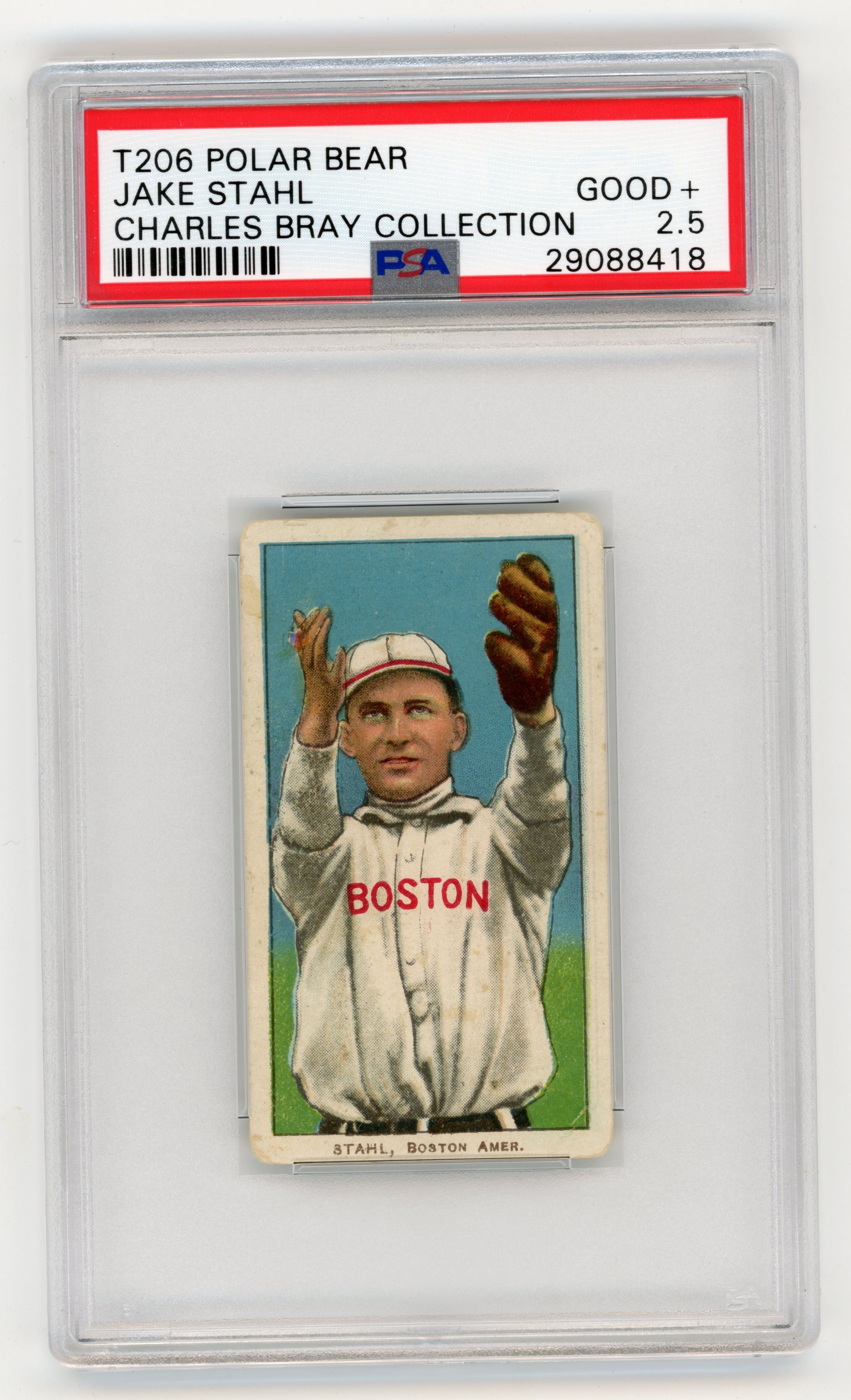 Baseball and Trading Cards - T206 Polar Bear Jake Stahl PSA GOOD+ 2.5 From the Charles Bray Collection.