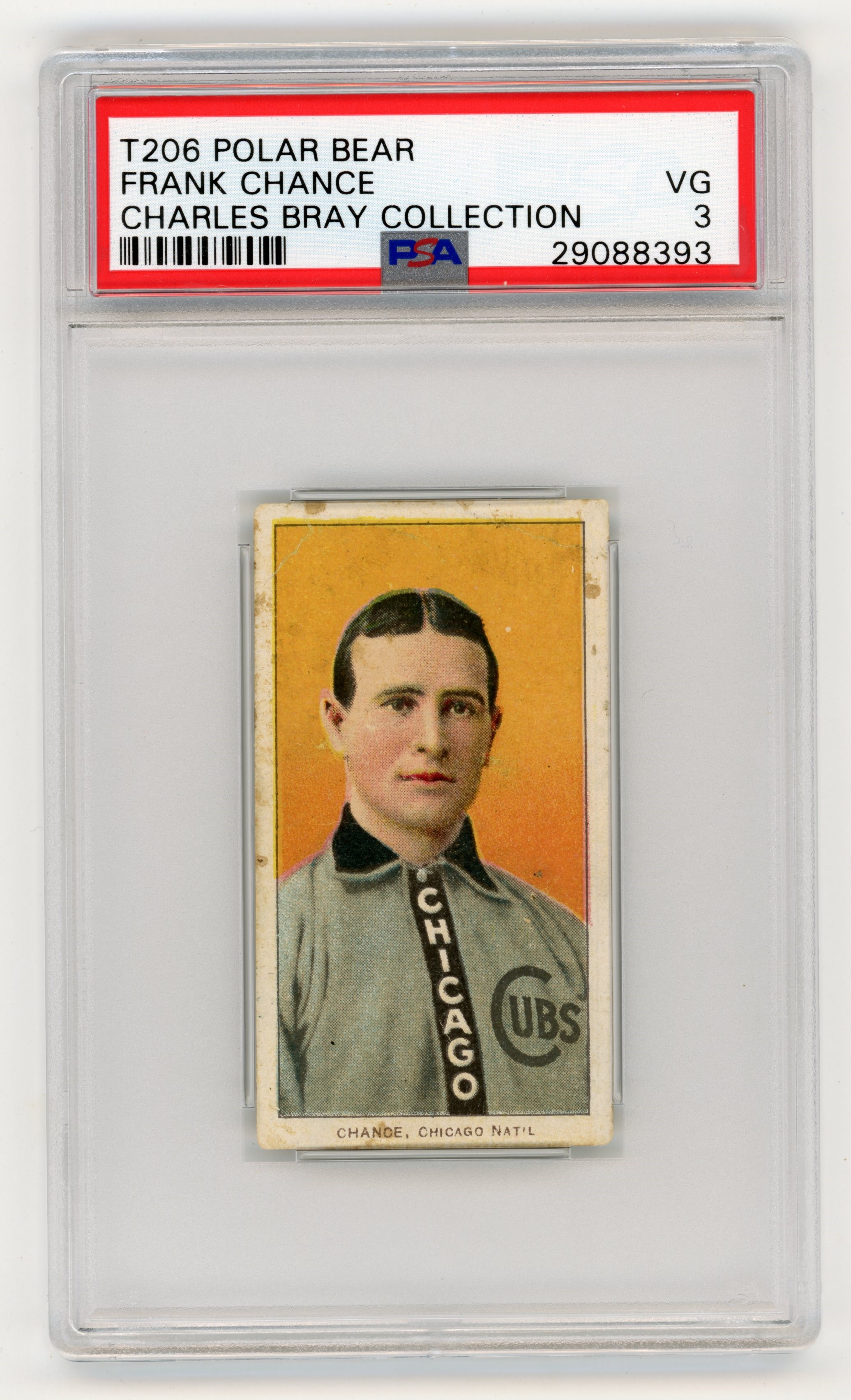 Baseball and Trading Cards - T206 Polar Bear Frank Chance PSA 3 From Charles Bray Collection