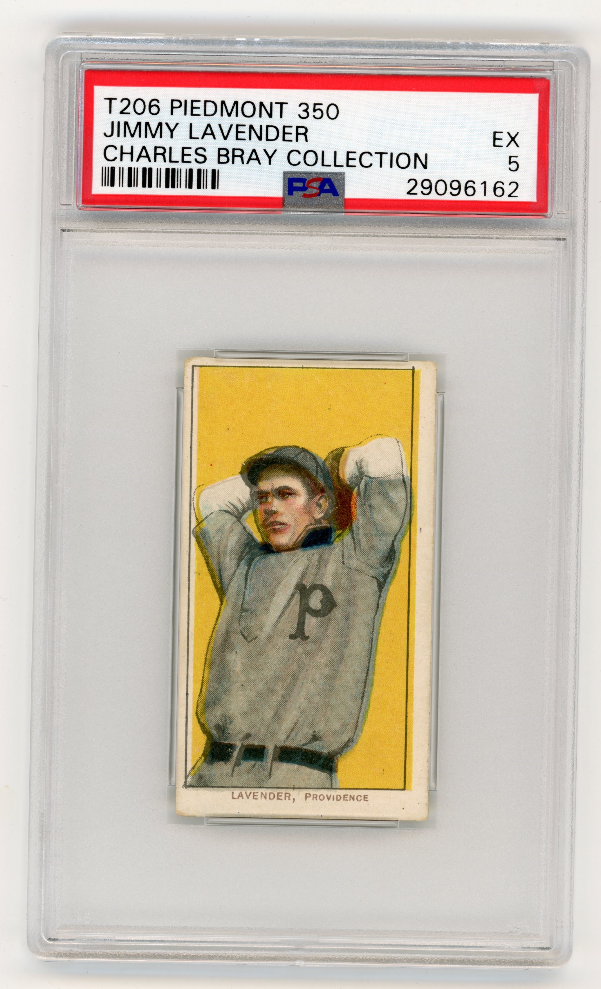 Baseball and Trading Cards - T206 Piedmont 350 Jimmy Lavender PSA EX 5 From the Charles Bray Collection.