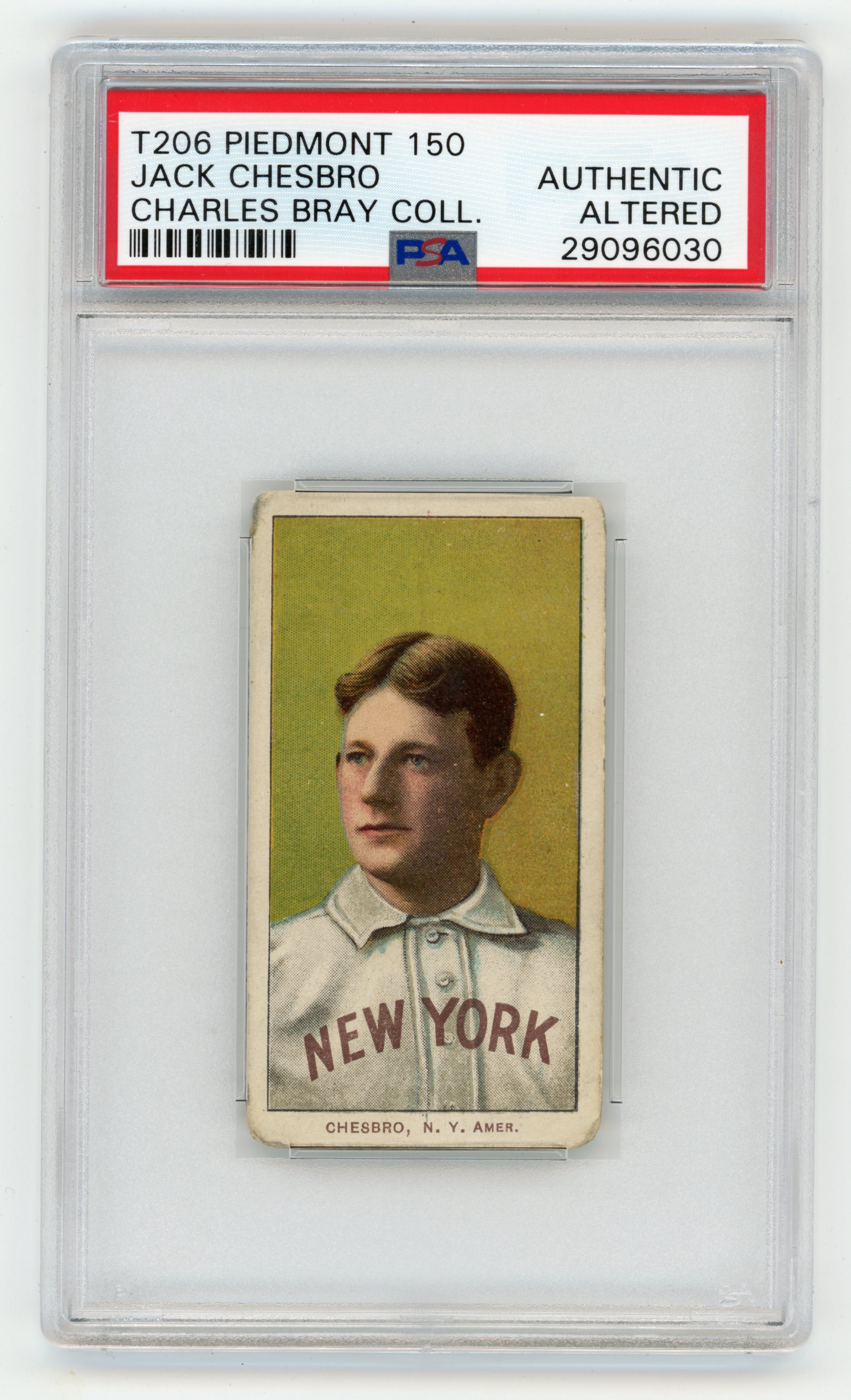 Baseball and Trading Cards - T206 Piedmont 150 Jack Chesbro PSA AA From The Charles Bray Collection