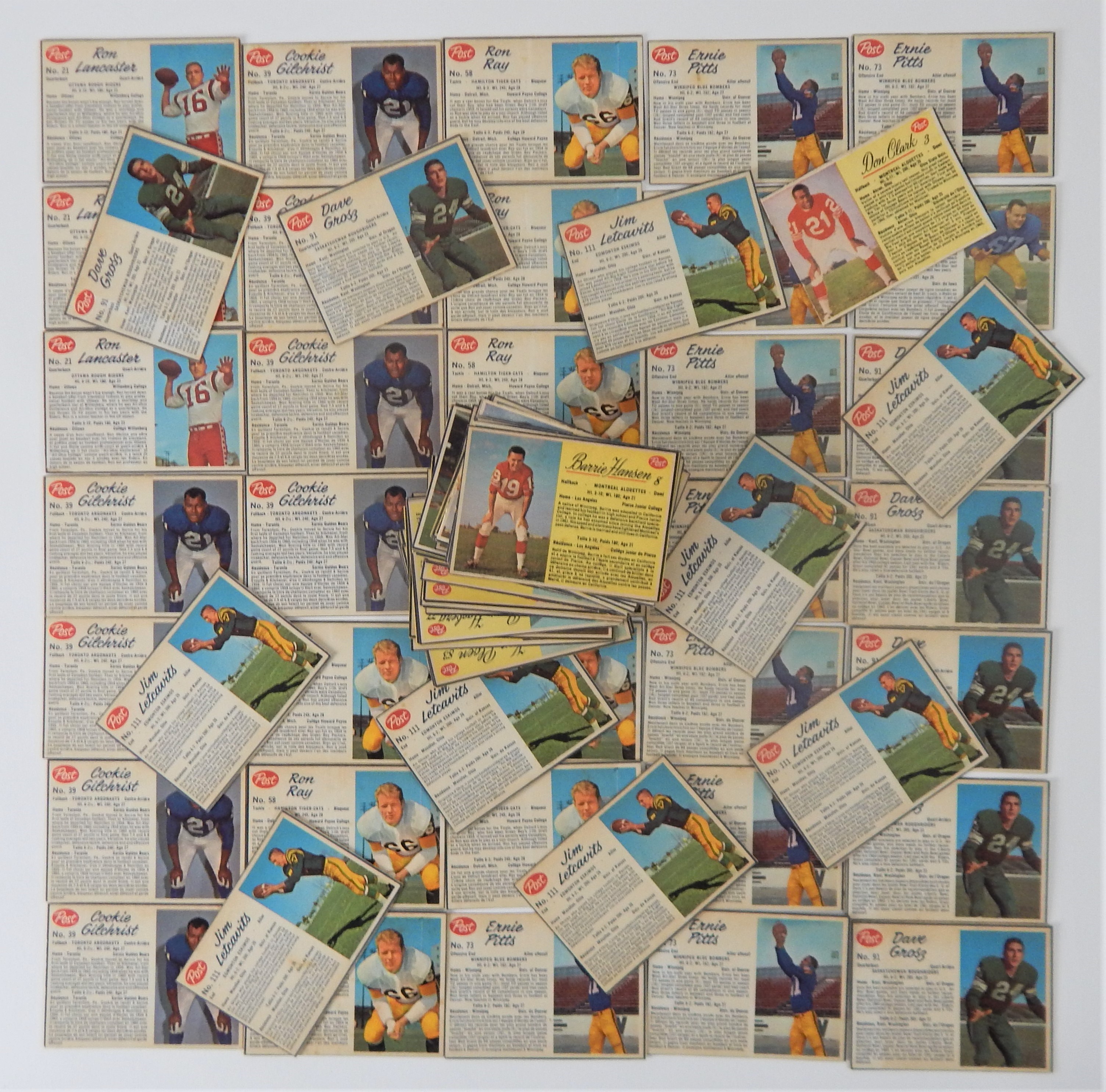 Baseball and Trading Cards - 1962 1963 Post CFL Football Cards Hand Cut (112)