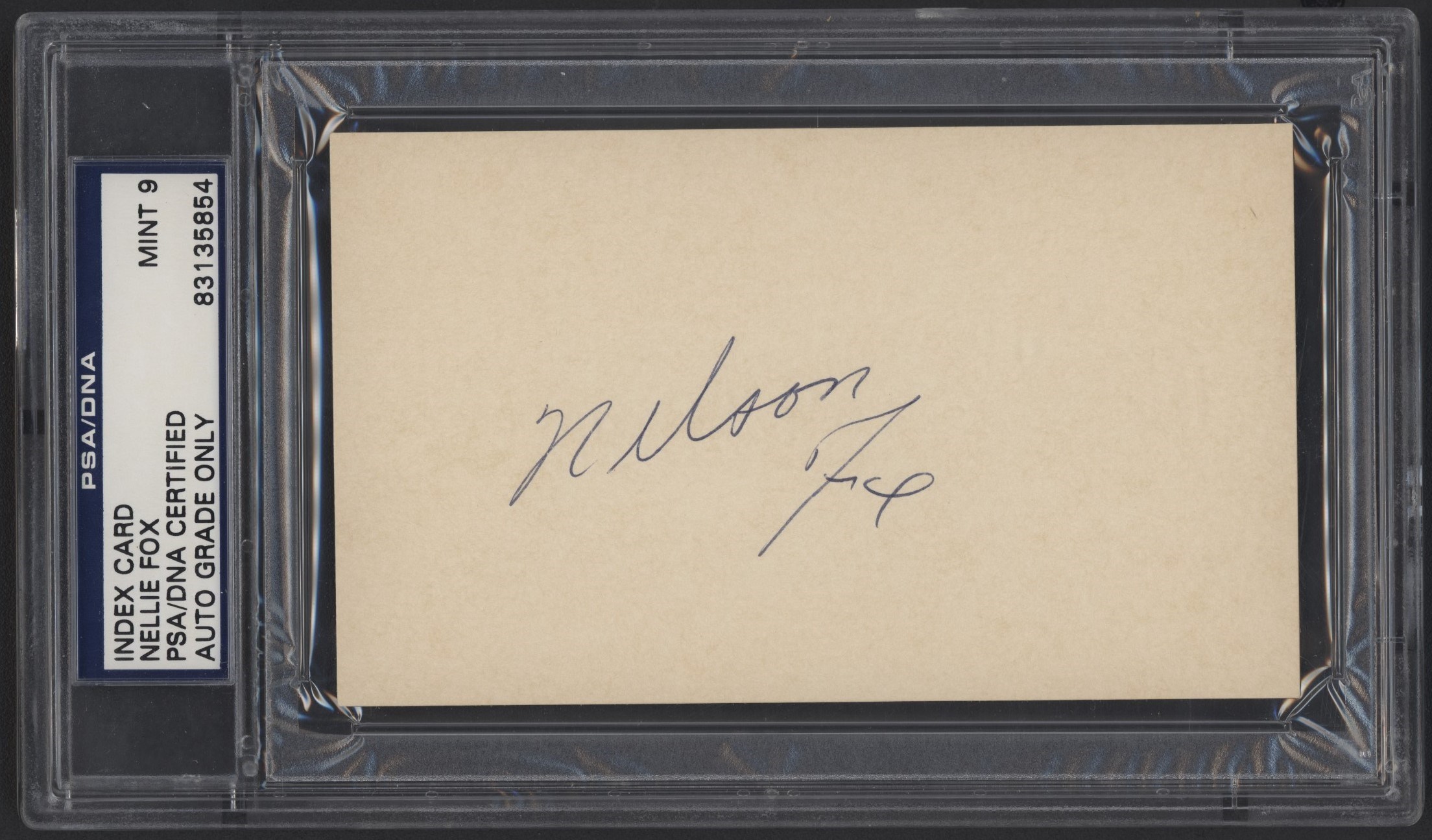 Baseball Autographs - Nellie Fox Signed Index Card (PSA Graded MINT 9)