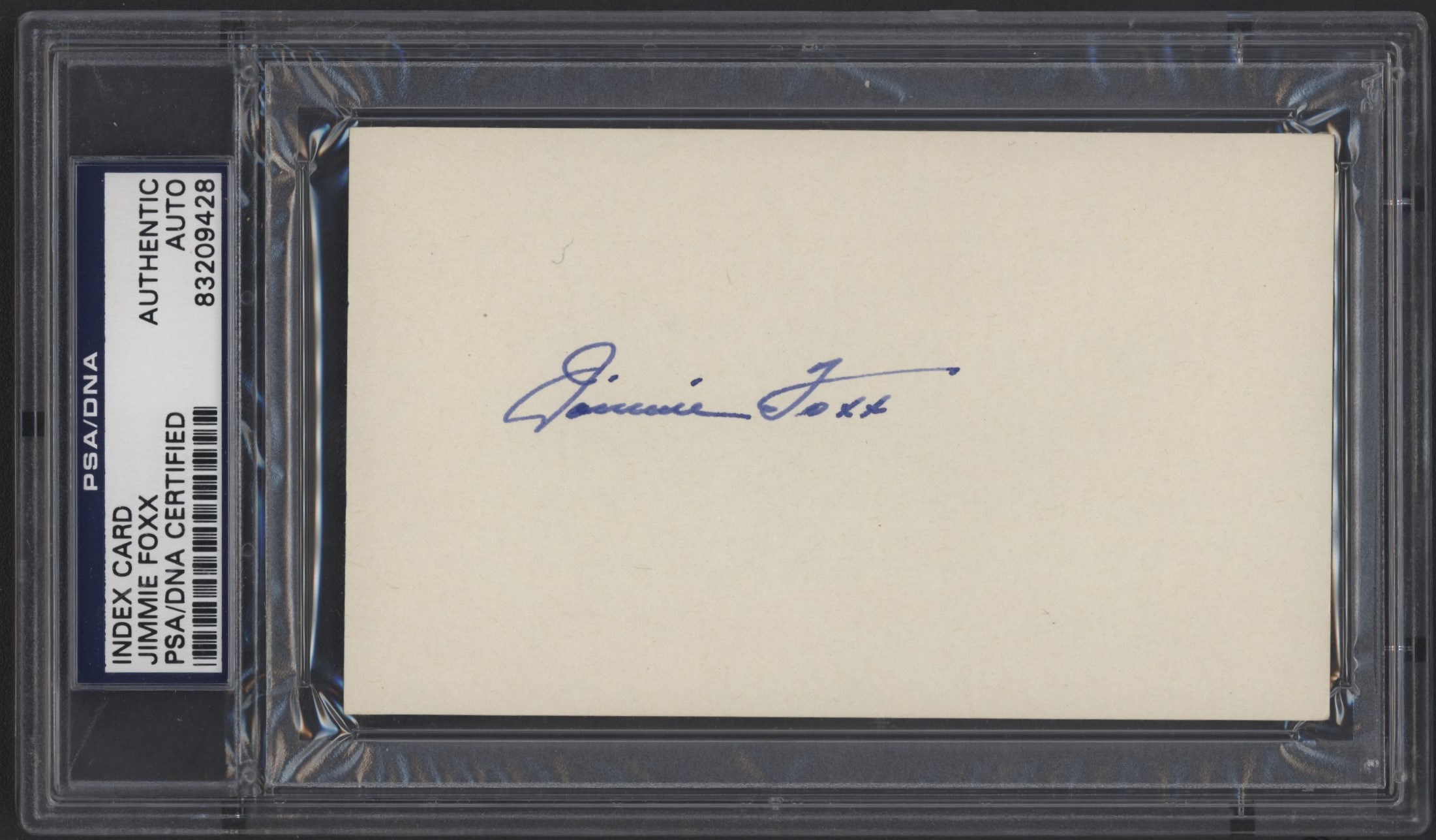 Baseball Autographs - High Grade Jimmie Foxx Signed Index Card (PSA/DNA)