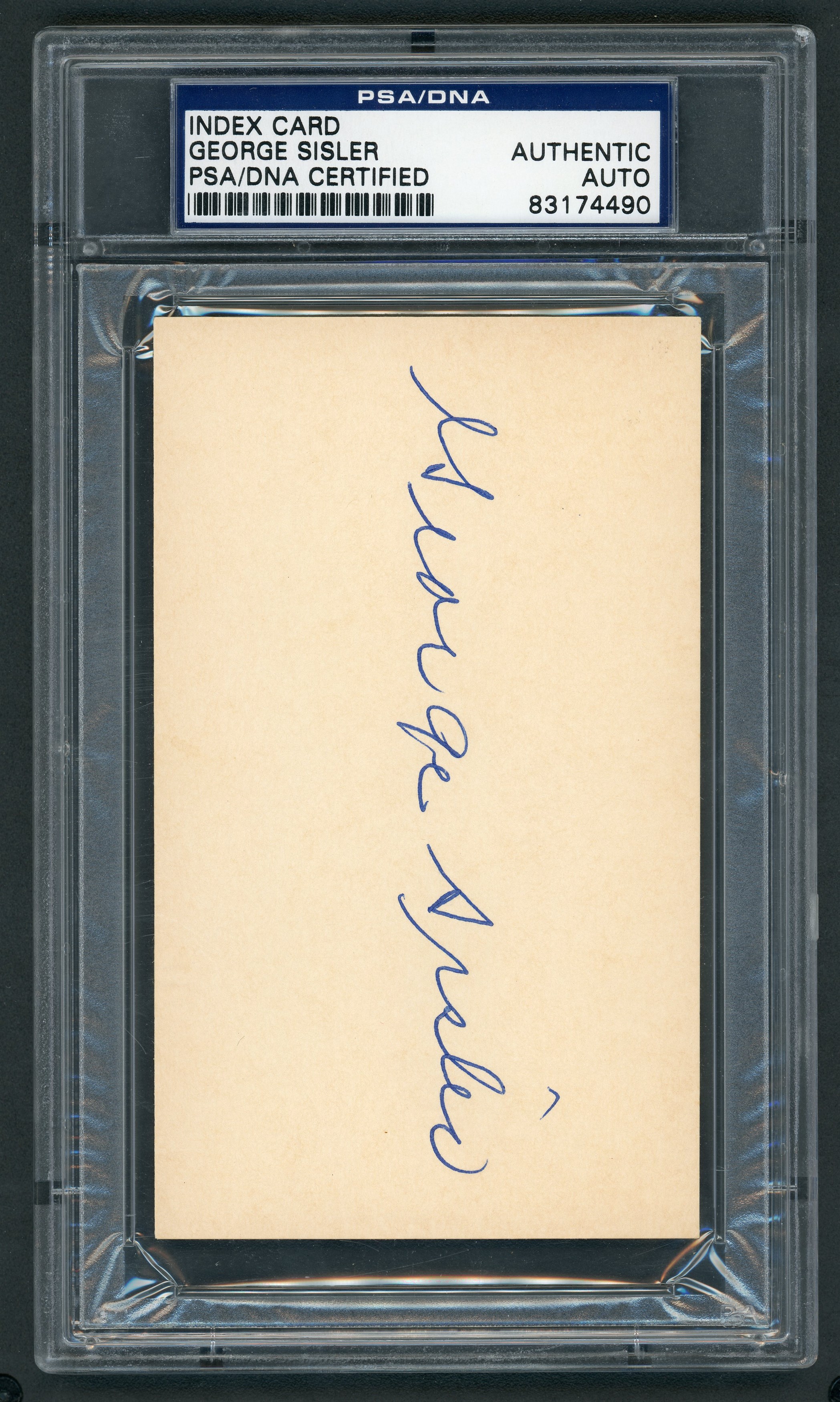 Baseball Autographs - Mint George Sisler Signed Index Card (PSA/DNA)