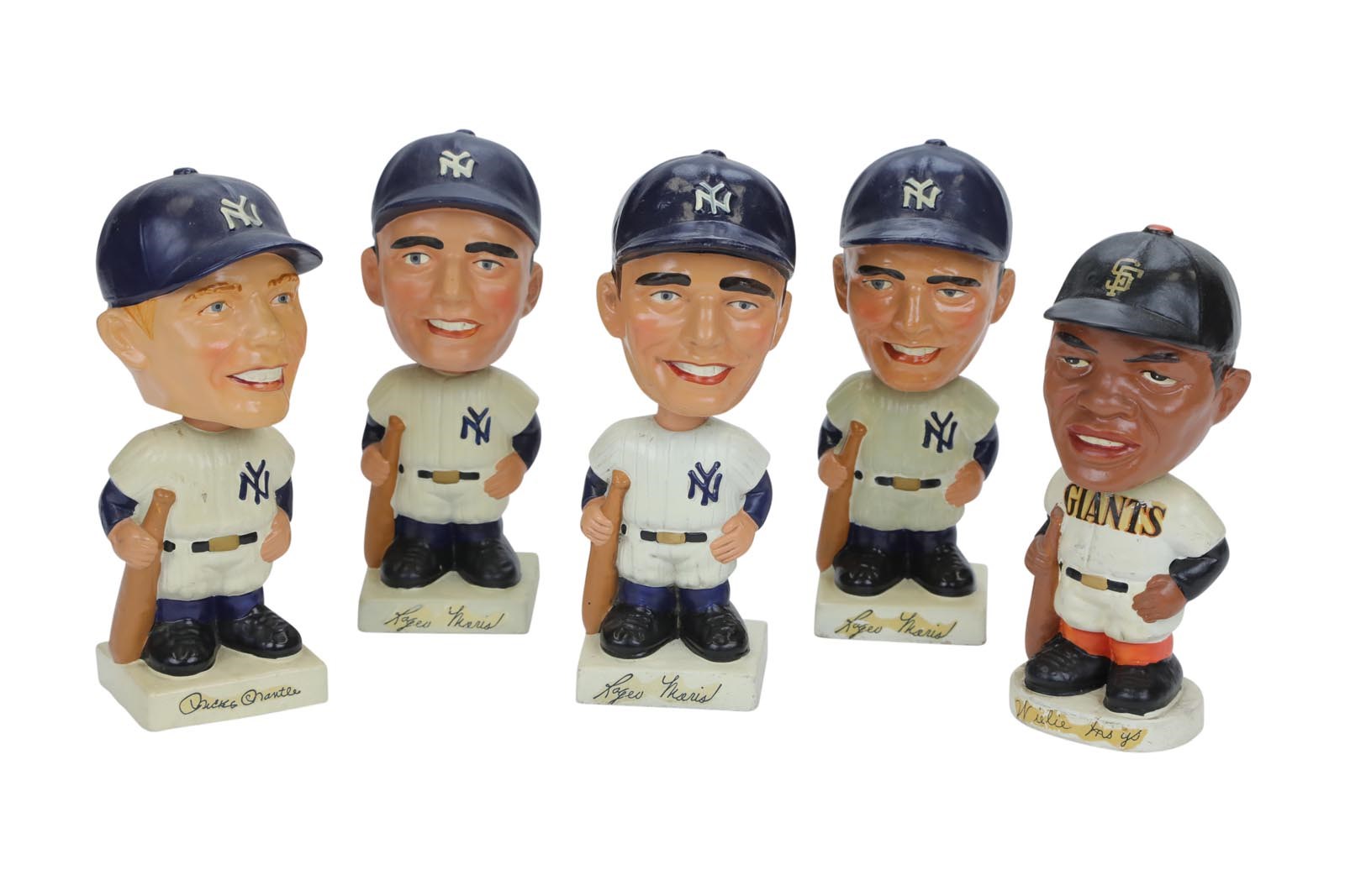 NY Yankees, Giants & Mets - 1960s Mickey Mantle, Roger Maris & Willie Mays Bobbing Heads (3)
