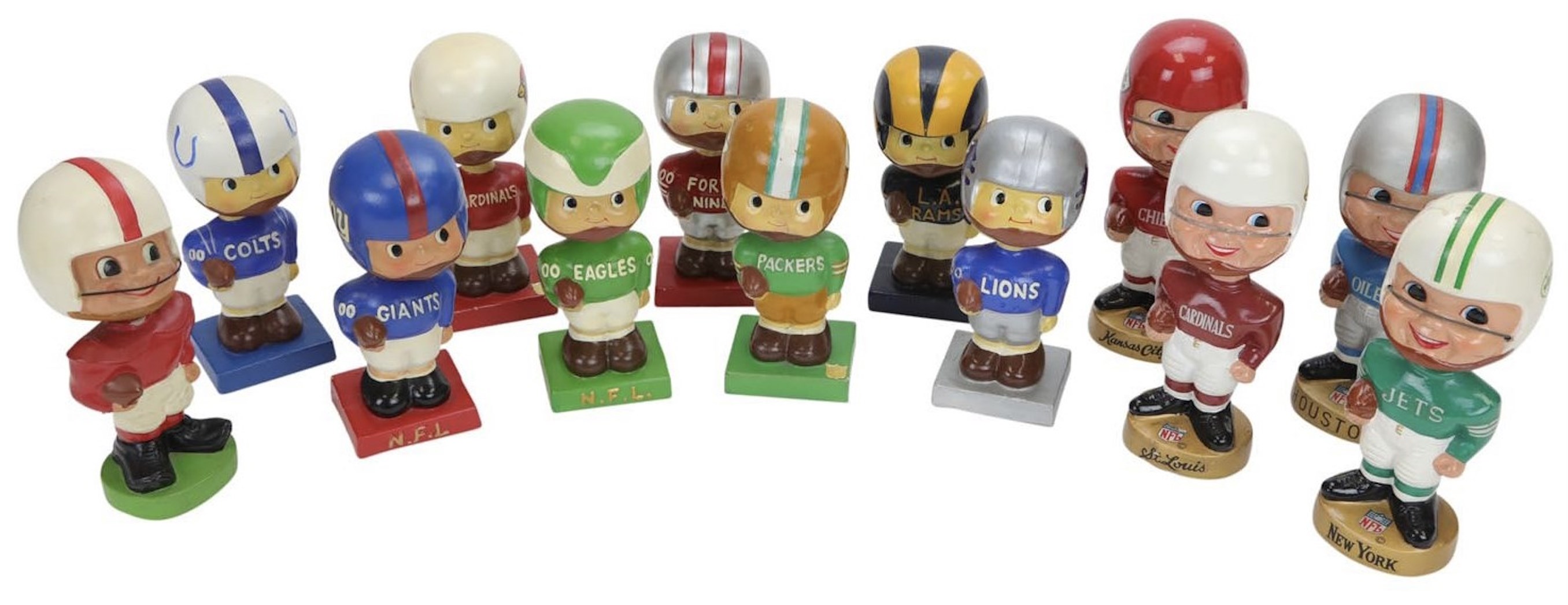- 1960s NFL & AFL Bobbing Head Collection with Base Variations and Green Bay Packers (12)