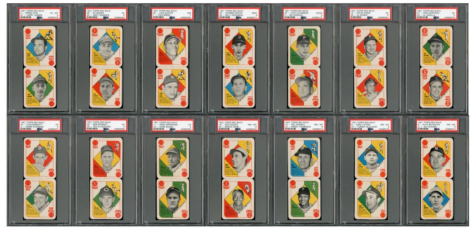 Baseball and Trading Cards - High Grade 1951 Topps Red Back Panels PSA Graded Partial Set - #7 on PSA Registry