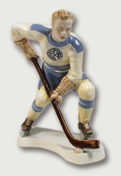 - 1950’s Royal Dux Porcelain Hockey Figure (10”)