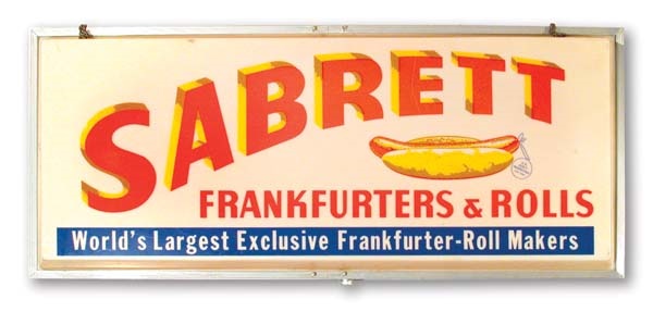 Jackie Robinson & Brooklyn Dodgers - 1950’s Sabrett Hot Dog Lighted Sign