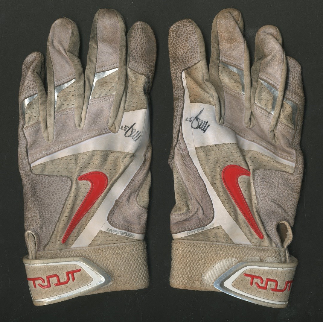 Baseball Autographs - Mike Trout Signed Game Worn Batting Gloves