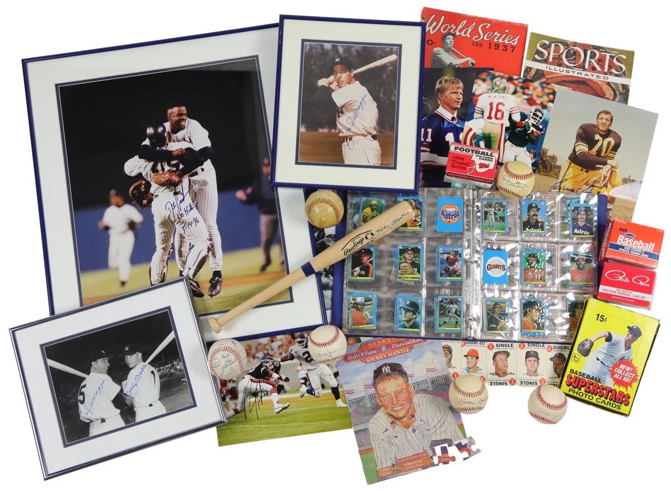 Multi-Sports Autograph & Vintage Card Set Collection w/1977 World Champion Yankees Team Ball  (45+)