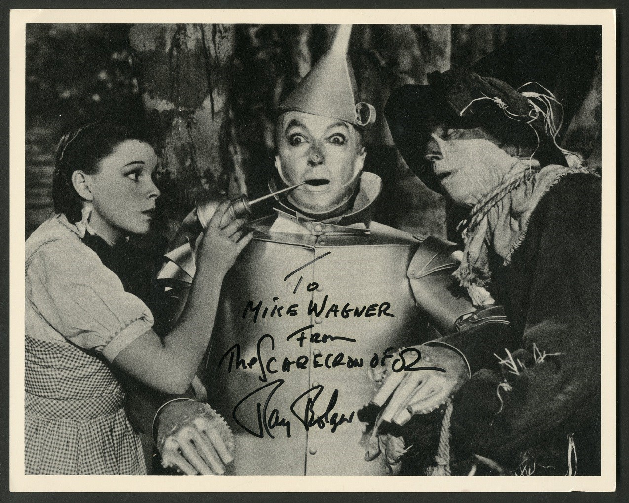 Rock And Pop Culture - Exceptional Ray Bolger Signed Inscribed "The Scarecrow of Oz" Photograph