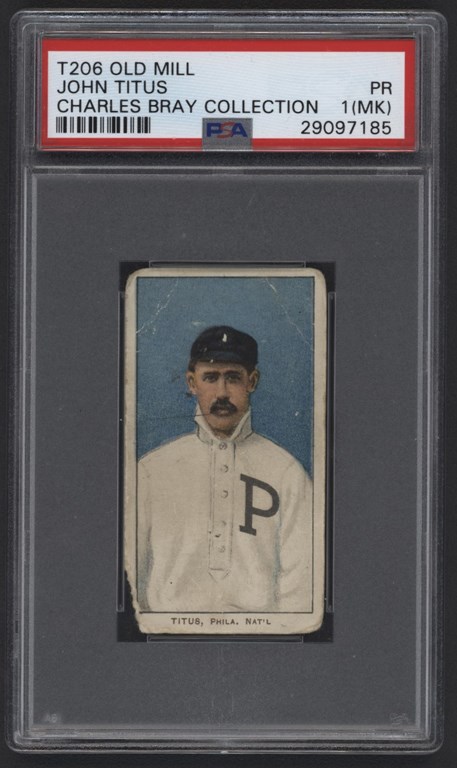 Baseball and Trading Cards - T206 Old Mill John Titus PSA PR 1 From Charles Bray Collection