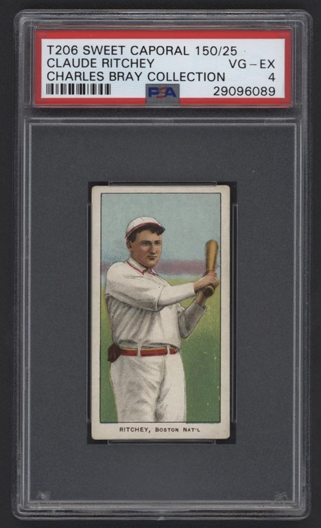 Baseball and Trading Cards - T206 Sweet Caporal 150/25 Claude Ritchey PSA VG-EX 4 From The Charles Bray Collection