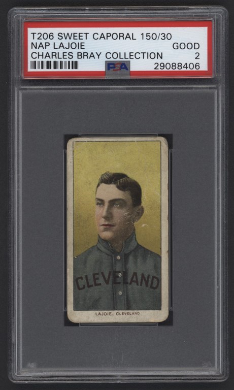 Baseball and Trading Cards - T206 Sweet Caporal 150/30 Nap Lajoie PSA Good 2 From The Charles Bray Collection