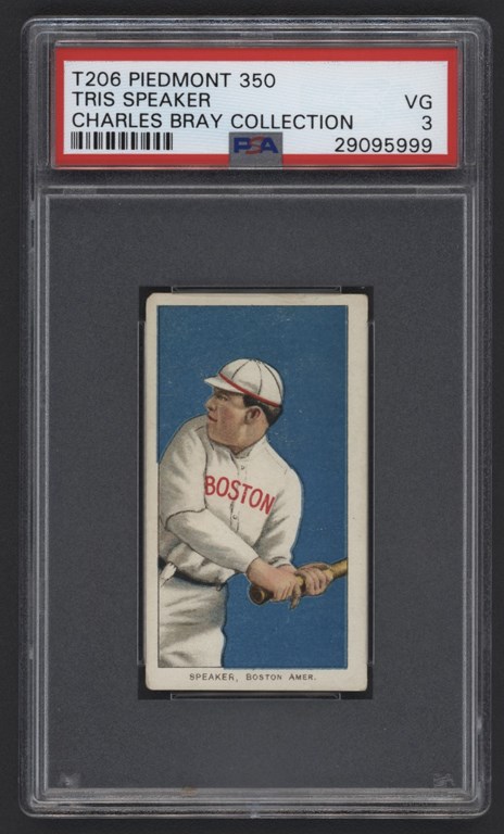 Baseball and Trading Cards - T206 Piedmont 350 Tris Speaker PSA VG 3 From The Charles Bray Collection