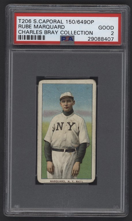 Baseball and Trading Cards - T206 Sweet Caporal 150/649 OP Rube Marquard PSA Good 2 From The Charles Bray Collection