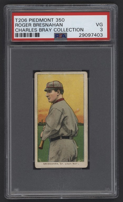 Baseball and Trading Cards - T206 Piedmont 350 Roger Bresnahan PSA VG 3 From The Charles Bray Collection