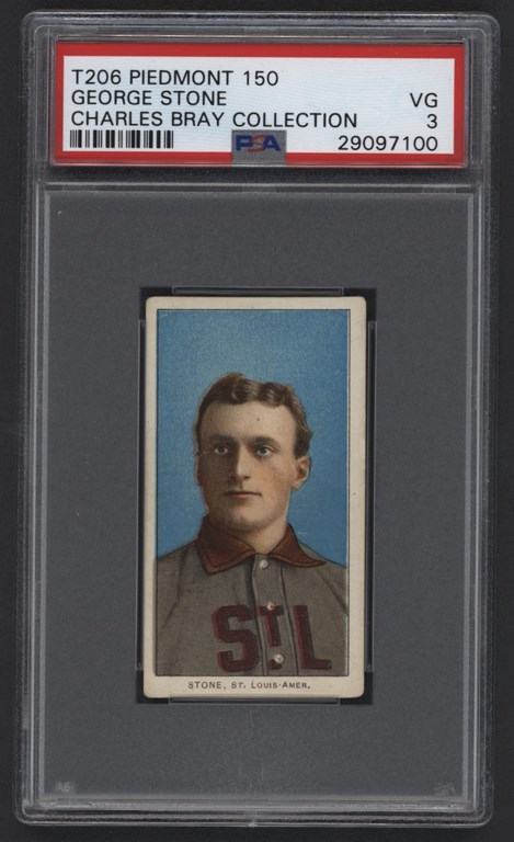 Baseball and Trading Cards - T206 Piedmont 150 George Stone PSA 3 From The Charles Bray Collection