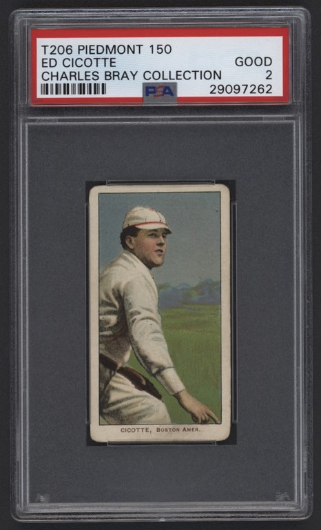 Baseball and Trading Cards - T206 Piedmont 150 Ed Cicotte PSA 2 From The Charles Bray Collection