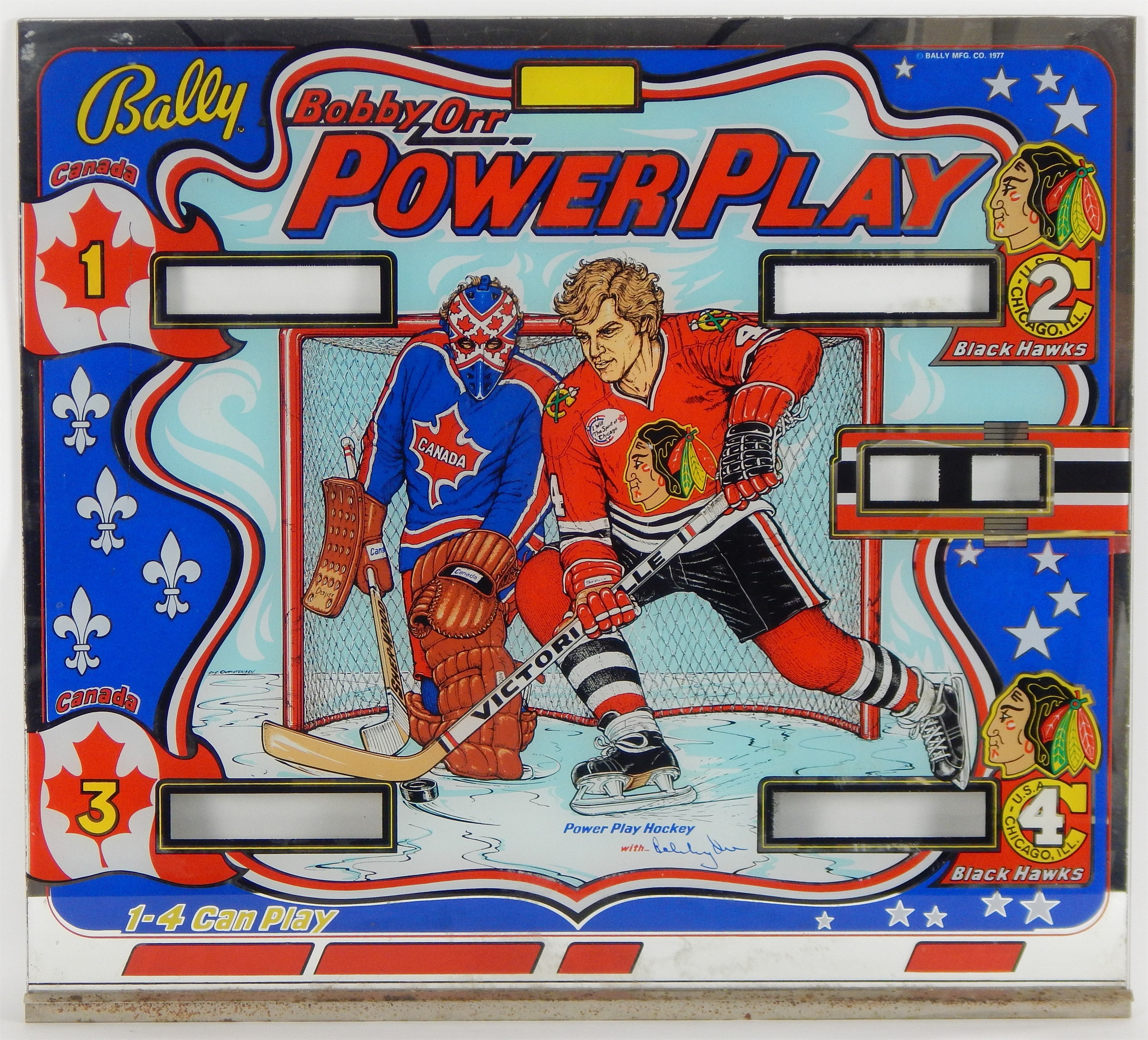 Hockey - 1977 Bobby Orr Pinball Machine Back Glass