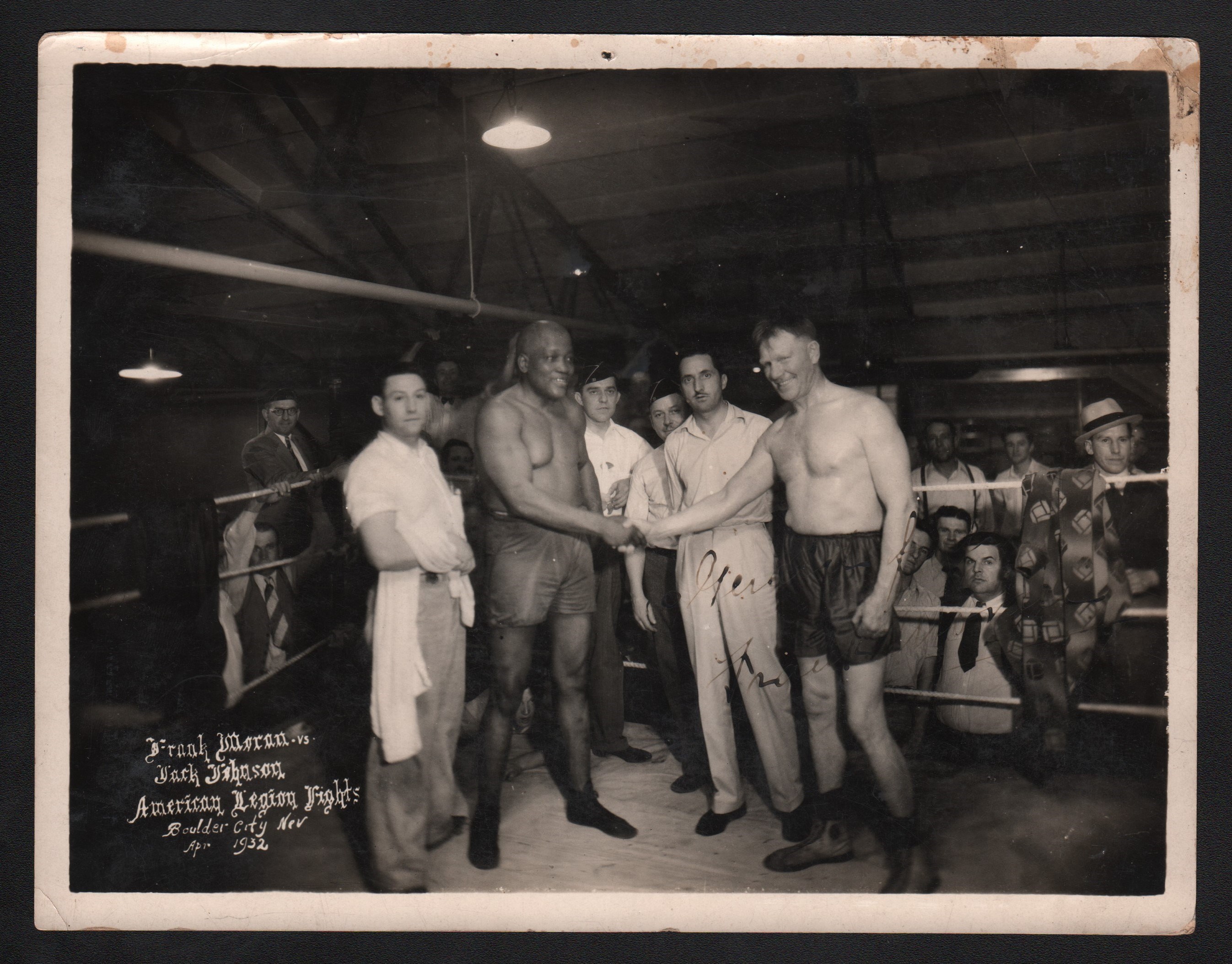 Autographs Boxing - 1932 Jack Johnson vs. Frank Moran Fight Photograph