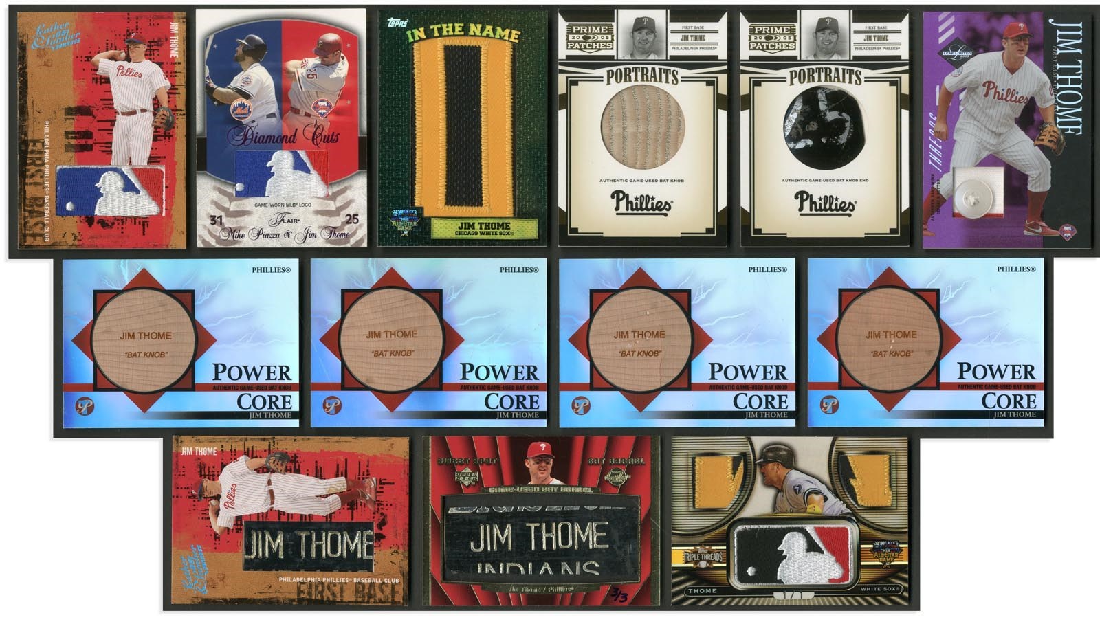 Jim Thome Master Collection - Amazing Jim Thome MLB Logoman, Button, Bat Knob, Bat Barrel & Nameplate Collection - Six 1 of 1's (13)