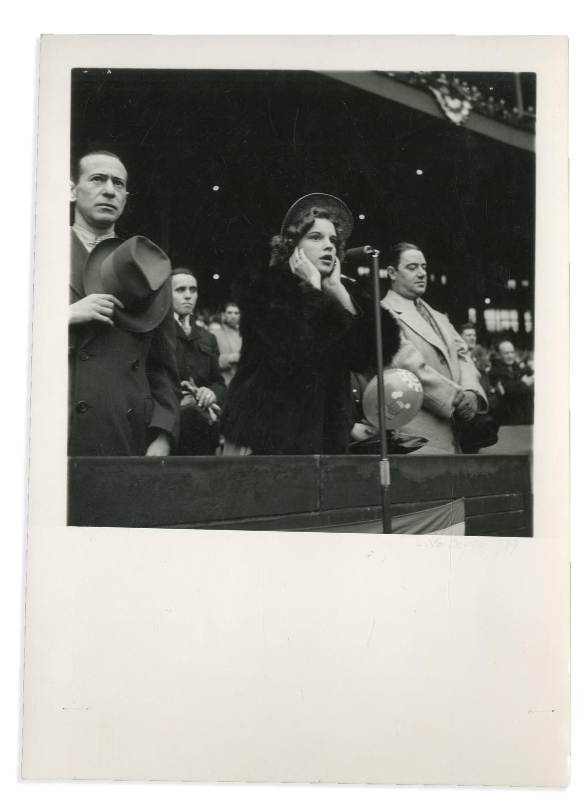 Rock And Pop Culture - 1939 Judy Garland Singing National Anthem Opening Day Cleveland Stadium by Louis Van Oeyen