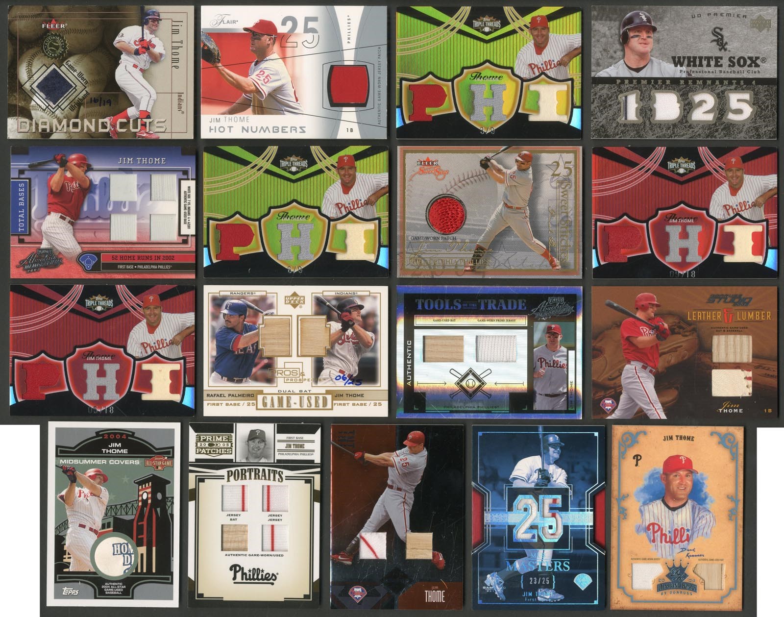 Jim Thome Master Collection - Massive Jim Thome Game Used Memorabilia Card Collection (850+)