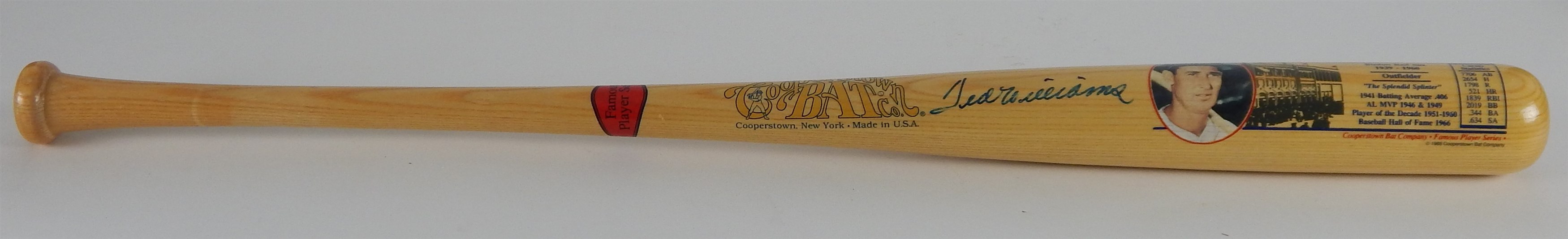Ted Williams Signed Cooperstown Bat