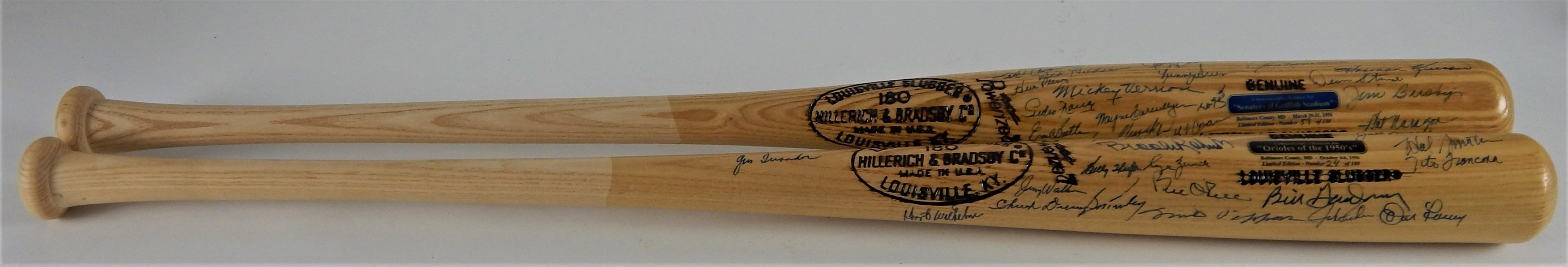Baseball Autographs - Washington Senators & Baltimore Orioles Old Timers Bats
