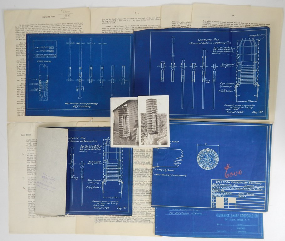 Cleveland Indians - 1928-1930's Cleveland Municipal Stadium (Lakefront Stadium) Construction Documents & Blue Prints