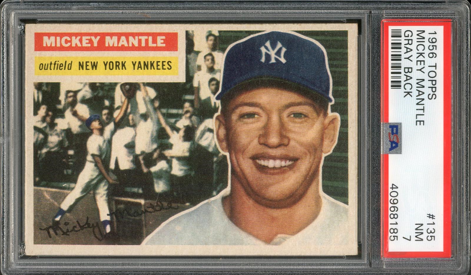 Baseball and Trading Cards - 1956 Topps Mickey Mantle Gray Back Version (PSA 7)