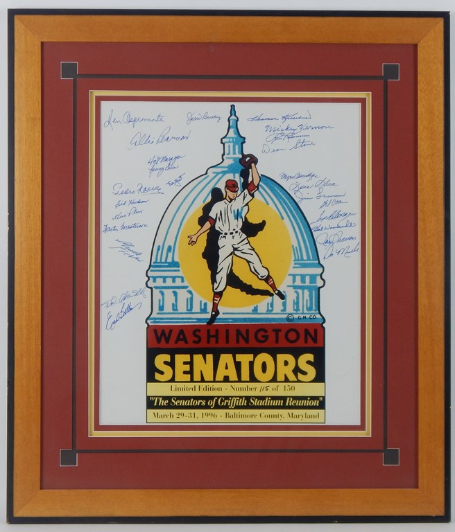Baseball Autographs - Washington Senators Old Timer Signed Print
