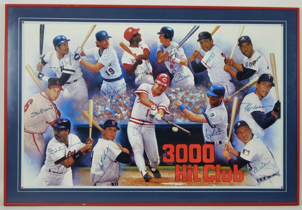 3000 Hit Club Signed Framed Poster
