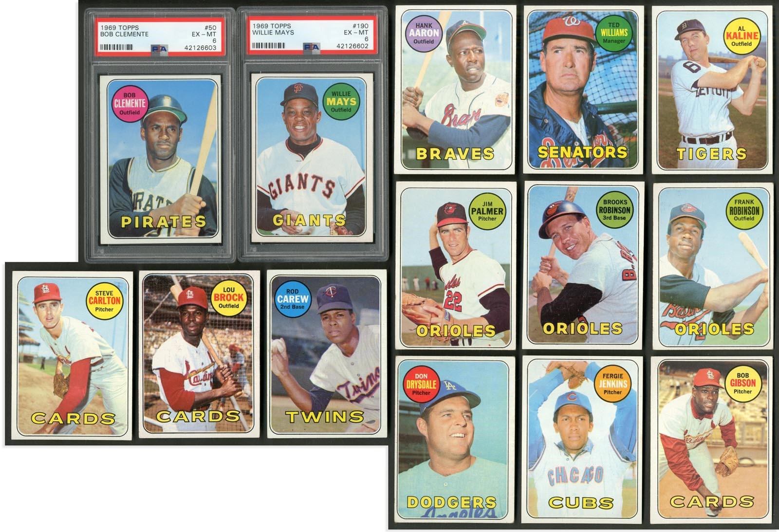 Baseball and Trading Cards - 1969 Topps Baseball Near Complete Set w/PSA Graded Mays & Clemente (661/664)