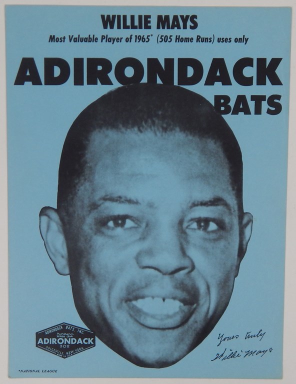 Willie Mays - 1965 Wille Mays Adirondack Bats Avertising