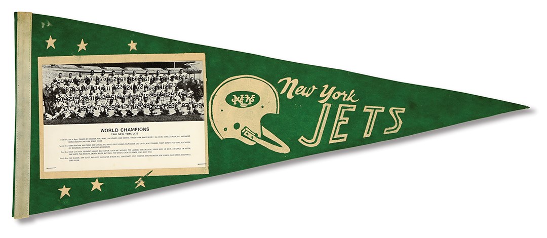 Football - Rare 1968 World Champion NY Jets Picture Pennant