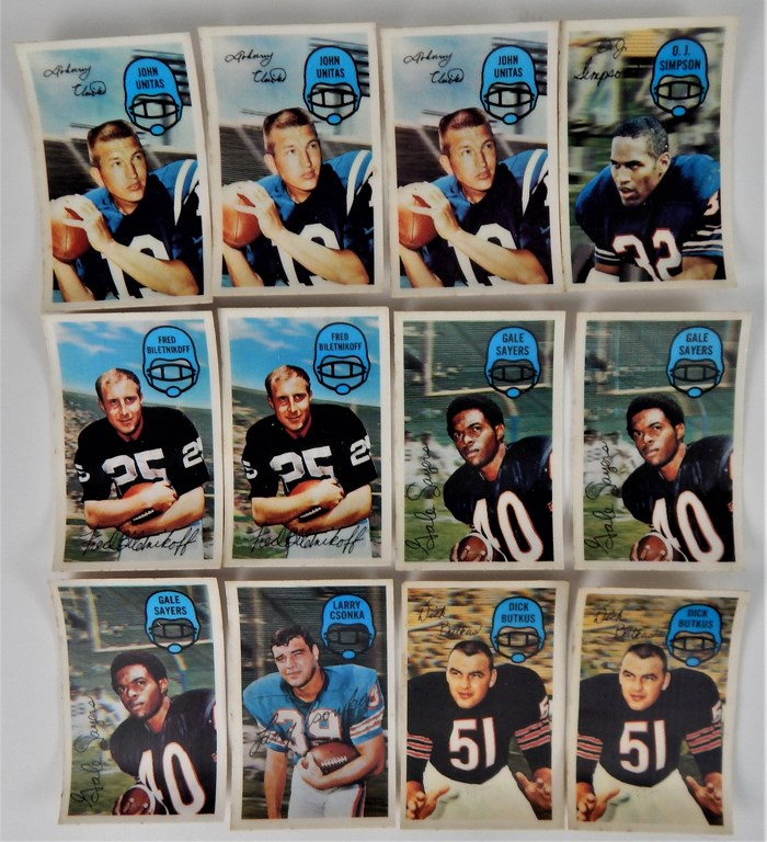 Football Cards - (4) 1970 Kelloggs Football Complete Sets w/ Duplicates